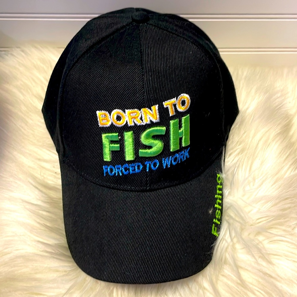 Born To Fish 🐟 Black Embroidered Baseball Cap